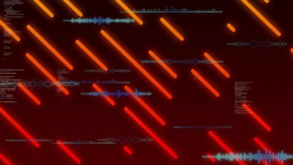 Poster - glowing orange bars flowing over dark red backdrop, displaying blue waveforms and code blocks