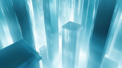 Poster - Abstract Futuristic Cityscape with Glowing Skyscrapers and Light