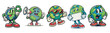 © ink drop - vintage retro style planet earth cartoon mascot character with expressive faces and gestures