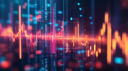Fototapete - Abstract Digital Waveform Visualization for Data and Analytics Insights