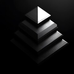 Poster - Dark, layered pyramid;  geometric, minimalist design
