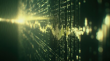 Fototapete - Golden Waveform Pattern Representing Sound and Music Frequencies