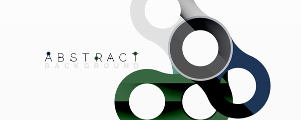 Poster - Modern abstract design. Overlapping circles create dynamic visual effect. Gray, green, blue hues dominate composition. Clean, minimalist style.