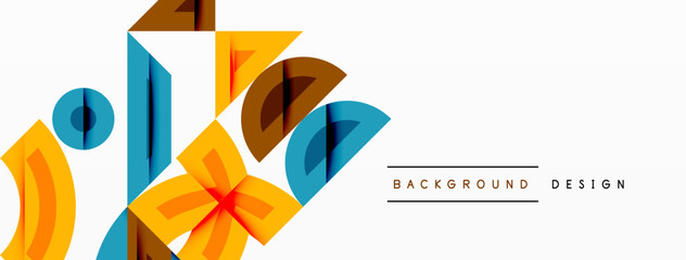 Aufkleber - Abstract geometric shapes, orange, blue tones. Minimalist design, clean lines, modern aesthetic. Background element for projects.