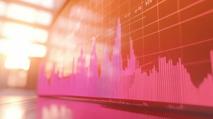 Leinwandbilder - Vibrant Data Visualization with Colorful Graph in Soft Sunset Lighting