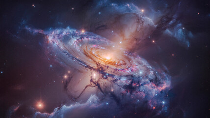 Wall Mural - Galaxy and universe light featuring planet and stars the dish of space exploration 