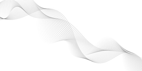 Aufkleber - Abstract grey, white smooth element swoosh speed wave modern stream background. Wave with lines created using blend tool. Abstract frequency sound wave lines and twisted curve lines background.	