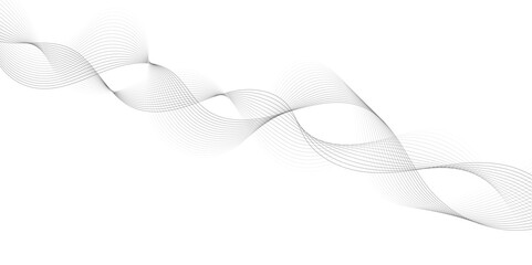 Aufkleber - Abstract grey, white smooth element swoosh speed wave modern stream background. Wave with lines created using blend tool. Abstract frequency sound wave lines and twisted curve lines background.	