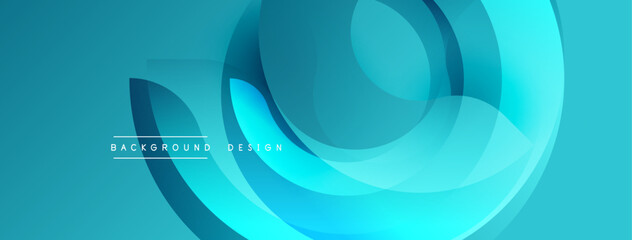 Aufkleber - Abstract fluid shapes, vibrant turquoise hues, modern design. Overlapping layers create dynamic visual effect. Minimalist style.