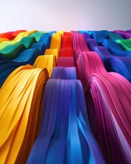 Poster - Vibrant wave of colorful ribbons in a stunning array of hues creating a lively, artistic backdrop.