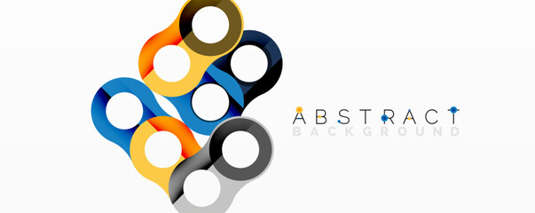 Aufkleber - Colorful overlapping circles create modern abstract design. Bright hues, shadows suggest depth, clean white background.
