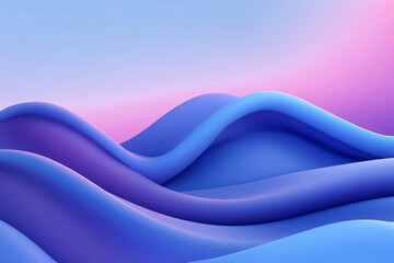 Poster - Abstract smooth flowing waves in blue and purple pastel gradient colors