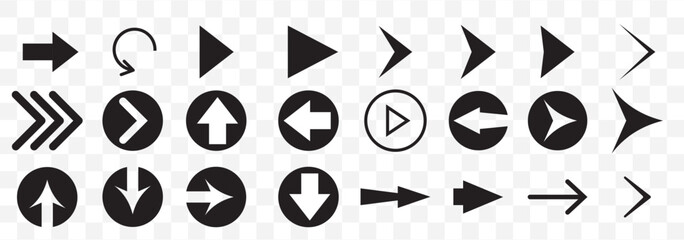 Aufkleber - Black arrow icon set. modern simple arrows. arrow vector. Flat style icons. Vector illustration on Transparent Background. EPS 10.