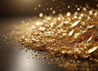 Wall Mural - Abstract gold glitter with soft bokeh effect, luxurious feel,  design,  glitter