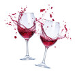 © mashimara - Red Wine Splash: Two elegant wine glasses filled with rich red wine, captured mid-splash, creating dynamic, celebratory image.