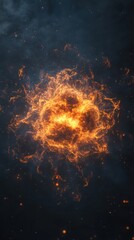 Poster - A dramatic explosion of fiery orange light against a dark cosmic backdrop, evoking a sense of awe.