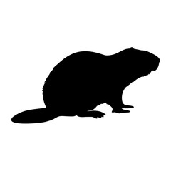 Leinwandbilder - Beaver silhouette vector image of wildlife animal rodent in black color for design and artwork use