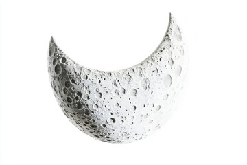 Wall Mural - crescent moon close up isolated on white background lunar surface craters space exploration astronom