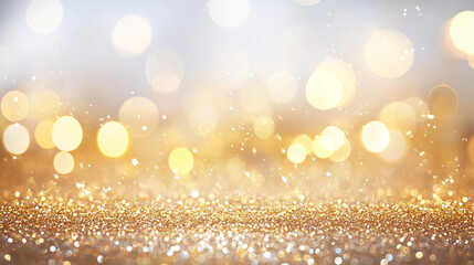 Poster - Elegant gold glitter and bokeh lights create a magical festive background design
