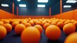 © Espresso - A vibrant scene of orange balls in a spacious indoor bouncing area, creating a playful and energetic mood.