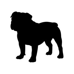 Poster - Silhouette of a bulldog pet animal dog breed canine domestic mammal companion puppy vector image art