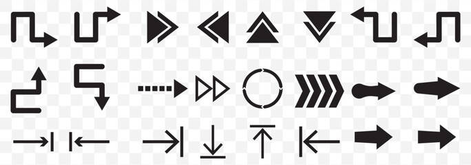 Aufkleber - Arrow icon set, arrow cursor collection, different arrow signs, black arrows icons on Transparent Background. EPS 10.