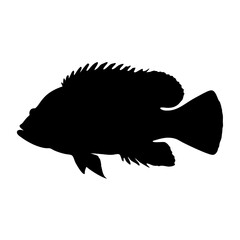 Poster - Silhouette of a fish, black fish illustration, aquatic animal, fish drawing, sea creature, fish art