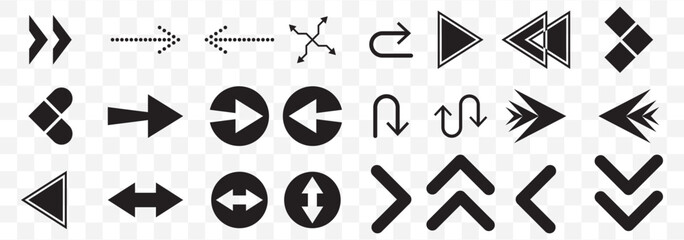 Poster - Arrow set. Arrow icon collection. Set different arrows or web design. Arrow vector icon. Arrows vector illustration collection on Transparent Background. EPS 10.
