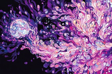 Aufkleber - Abstract organic shapes explosion fantasy backdrop