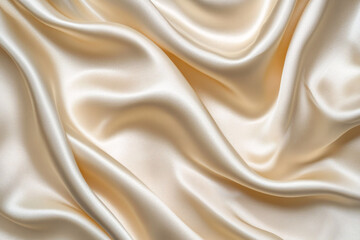 Poster - Elegant and luxurious golden silk fabric draped in soft folds and curves