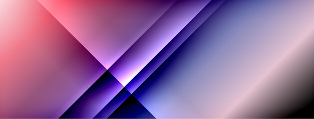 Poster - Abstract geometric design. Diagonal lines intersect, creating vibrant color gradients. Pink, purple, blue hues dominate composition. Minimalist aesthetic.