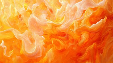 Poster - Abstract swirling orange and white paint texture.