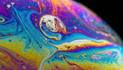 Poster - Colorful abstract soap bubble art close-up macro photography vibrant background creative concept