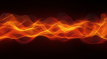 Poster - Abstract fiery orange waves on black background.