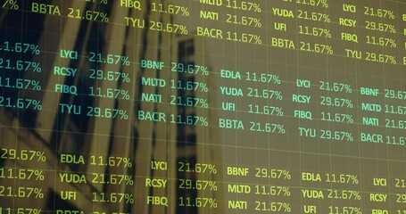 Poster - Ticker symbols streaming across grid, displaying green yellow percentages with translucent overlay
