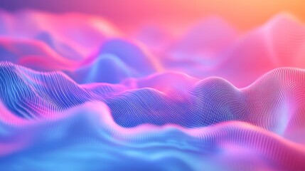 Aufkleber - Abstract pink and blue wavy landscape.