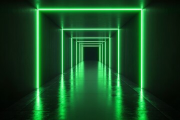 Poster - Black background with green neon lines, a dark and simple design for gaming, high resolution, vector graphics, high quality, modern style, f