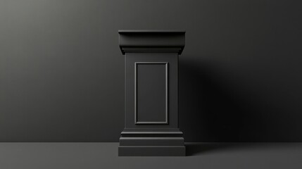 Poster - Black pedestal, classical design, isolated on dark background.