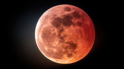 Wall Mural - stunning full blood moon close up view in dark sky during lunar eclipse celestial event astronomy ph