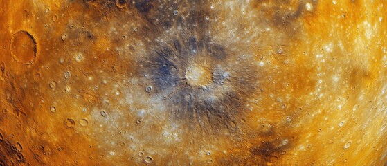 Wall Mural - mercury planet surface showing impact craters and color variations from high angle space exploration