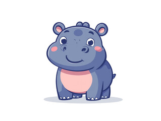 Aufkleber - Cheerful cartoon hippopotamus character with a delightful smile and rosy cheeks