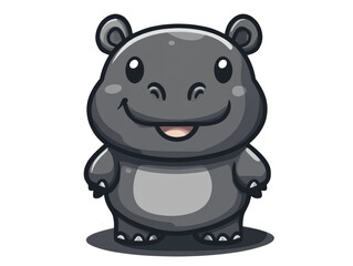 Aufkleber - Cute cartoon hippopotamus character illustration standing playfully smiling