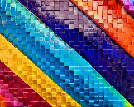 Bright geometric backdrop texture with a mosaic of bright squares