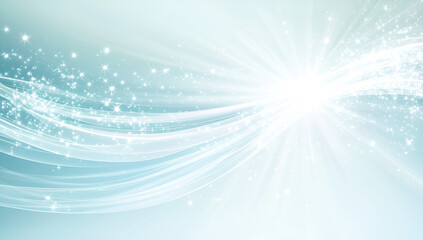 Poster - Abstract glowing background with a burst of light and sparkling stars in soft ethereal tones for creative design.