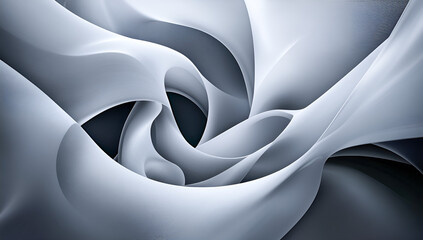 Aufkleber - Abstract 3d rendered shapes in pale blue and gray colors representing flowing fabric or fluid movement create a unique background