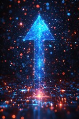 Poster - digital illustration of a glowing upward arrow representing progress and technology