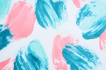 Poster - Abstract colorful brushstrokes in pastel tones on white background offering artistic and decorative design elements