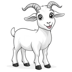 Poster - Adorable Animated Goat Character Isolated on White Background