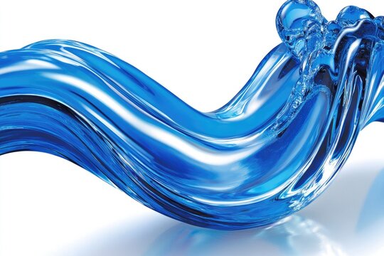 Dynamic blue liquid wave,  flowing smoothly, clear and vibrant