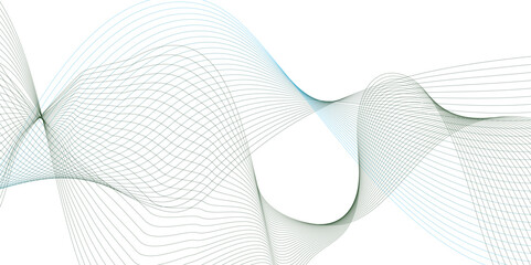 Poster - abstract technology blue curve wavy chaotic line.